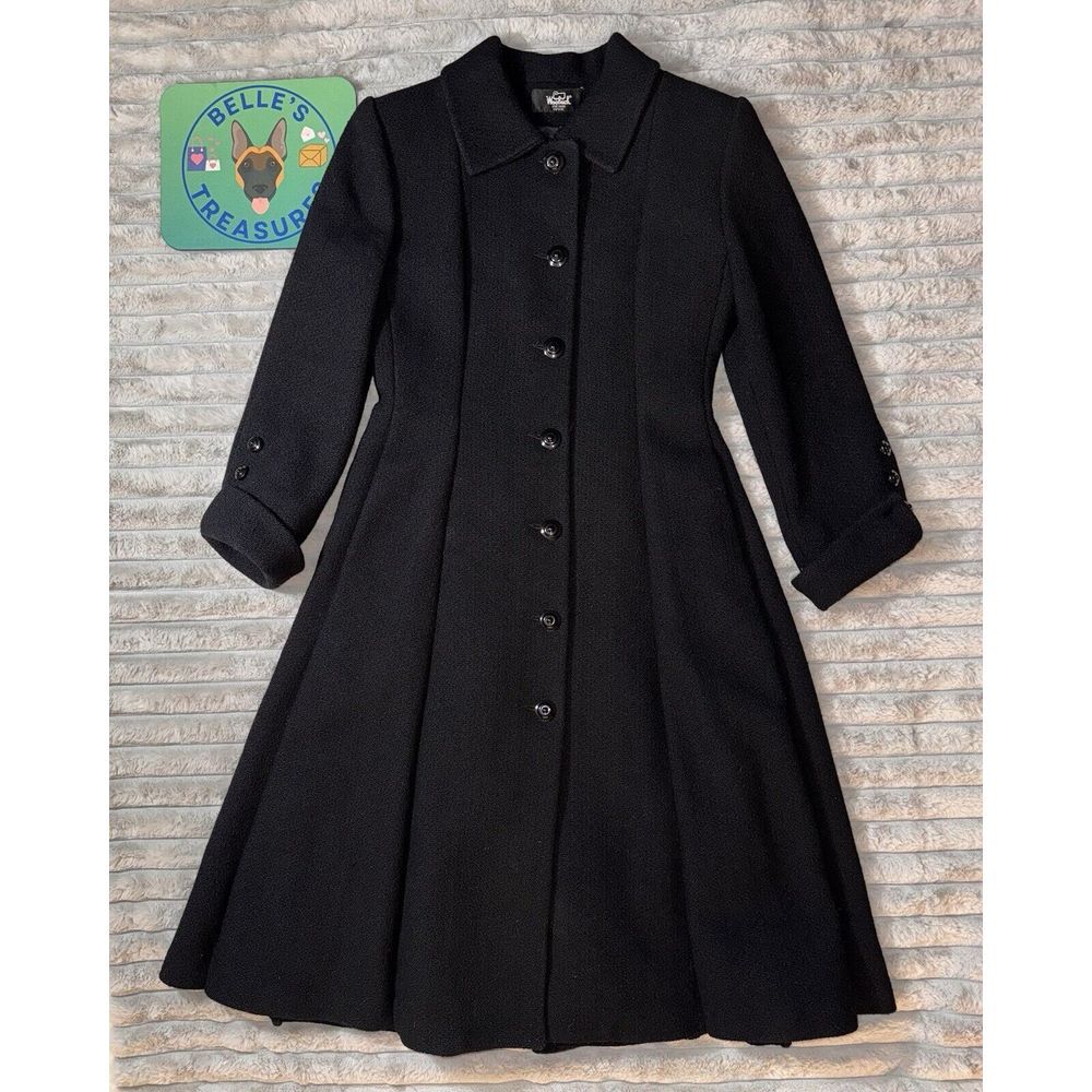 VTG Woolrich Women's 4P Pleated Wool Blend Full Length Princess Peacoat‎ 1950s
